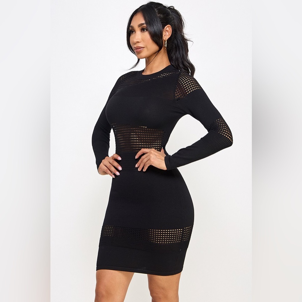 Black Sweater Cutout Sweater Dress - Picture 5 of 8